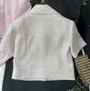여자 재킷 디자이너 24 스프링/여름 신제품 xiaoxiangfeng 핑크 소프트 모직 짧은 슬리브 코트 I2RB