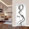 Klistermärken kreativa abstrakt konstdörr klistermärke 3d smog tapet vardagsrum sovrum hem dekor dörr vägg dekaler pvc självadhesiva klistermärken