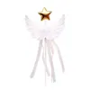 3PCS Candles Birthday Cake Decoration Angel Feather Wings Card Insertion Star Baking Ornaments Tassel Decoration DIY Flag