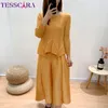 Robes de travail Tesscara Femmes Elegant Robes Suit Ensemble de haute qualité Cocktail Long Party Vintage Two Pieces Designer Formal Occasion tenue