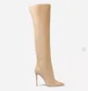 Bottes Chaussures de mode faites à la main Blue Pink Sleed Stilettos Talons sur le genou High Women's Large Taille 44 45 47