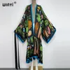 Encubrimientos de bikini impresión retro de moda retro mujer de verano ropa de verano vestimenta kimono playa ropa de baño encubrimiento