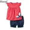 Flower Baby Girl 2-Piece Clothing Set Born Jumpsuit Girl Shirt Shorts Childrens Dress Summer Childrens kläder 240428