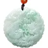 Dekorative Figuren Eine Edelstein -Edelstein -Burmese Emerald Anhänger Dragon Phoenix Amulett Lucky Jade Perle Hanging Halskette