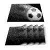 Pads 4/6 Pcs Placemat Soccer Balls Football Field Printed Table Mat For Tables Heatinsulation Cotton Linen Kitchen Dining Pads