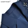 Abiti da lavoro Maryyimei stilista set da donna autunno femmina a maniche lunghe Tops di perline per perline mesh gonna asimmetrica a due pezzi
