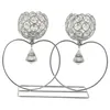 Kerzenhalter Halter Hochzeitsrequisiten Home Dekoration Doppelte Herz Metall Ornament Silber
