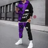 Men's Tracksuits Men Tracksuit Set 3D Capuzes impressos Suits Jogger Sweashirts Casual Sortpants 2 Peças Autumn Winter Hip Hop Man Roupas T240505