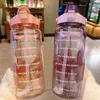 Tumblers 2L Straw Plastic Water Bottle Large Portable Travel Sports Fitness Cup High Value Big Fat Universal with H240506