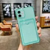 Transparente Stoßstangenabdeckung iPhone Hülle Telefon Hülle Softkarteninsertion für iPhone 15 14 13 12 11 Pro Max Mini X XS max XR 7 8 plus SE Candy Color Color TPU -Schutzhülle