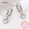 Серьги обручи белое золото, покрытое Huggie Heart Heart Drop Женщины 925 Стерлинговое серебро гипоаллергеное CZ BSE995