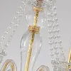 Candeliers franceses de oro romántico villa de lujo villa led led led led nórdico elegante color transparente de 6 cables de dormitorio de 6 cabezas E14 Lámpara colgante