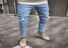 Blue Fashionlight Zipper Designer Holes de printemps Pantalones Knee Automne Mens Hiphop Jeans Pantalon Spark Kabvw5085813