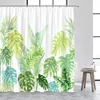 Tende per doccia piante tropicali beige fiore di palma verde foglie fiori arredamento nordico in poliestere tessuto set di tende da bagno