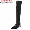 Boots ASUmer 2024 Cool Stretch Leather Zipper Winter Square Med Talons Mesdames Dames pointues sur le genou