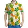 Polos Hawaiian 3D imprimé Polo Planage tropical imprimé Vêtements Men Vêtements Summer à manches courtes T-shirt surdimensionné Street Fashion Tops