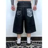 Shorts's Shorts Hip Hop Pocket Lettera ricamata jeans stampati per Mens Summer Retro Ultra Ultra Wide Denim Pantsl2405