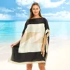 Beach Cape Cloak Womenponcho Seaside Holiday Spring and Summer Lady Mabe Châle Imitation Silk Pullover imprimé P2