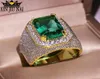 Европа государства преувеличивали большой зеленый циркон оливковой изумруд 14k золота полное бриллиантовое кольцо мужчин и женских ювелирных украшений 2107017928919