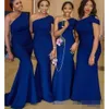 Kleider Brautjungfer Blau Schulter ein 2019 billiger Plus -Söge -Feizungszug Maid of Honor Kleid formelle Abend tragen Hochzeitsgastkleid