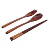 Set di stoviglie Copsticks Scoon Forksumo Set di posate in legno Colore solido manico lungo Guida di riso senza slitta