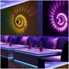 Wandlampen RGB Spiralloch LED Leuchten Effekt Lampe mit Fernbedienungs -Farbton für Party -Stangen -Lobby KTV Home Dekoration Drop Lieferung DHHMB