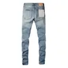 Damesbroeken Topkwaliteit Paarse Roca Brand Jeans met straatblauwe printletters mode reparatie Laagbouw magere denim 28-40 maat