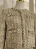 ワークドレス小さなフレグランス秋の冬ビーズツイードパールショートジャケットコートミニプリーツスカートスーツ2ピースセットレディースアウトフィット