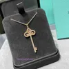 Luxury Tiifeniy Designer Pendant Halsband 925 Sterling Silver Iris Key Necklace High Version V Gold Thick Classic Collar Chain Chain Chain