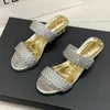 Slippers Women's 2024 Fashion Crystal Crystal High Heels Party Chaussures Femmes confortables Talons épais Sandalias Mujer