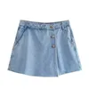 Skirts Zach Ailsa 2024 Spring/Summer Product Women's Fashion Versatile Double Breasted Asymmetric Button Coat High Waist Skirt