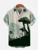 Мужские повседневные рубашки 2024 Hawaii Beach Sunate Кокосовое дерево и бронированная рубашка с коротки