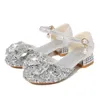 Sandals filles fêtards chaussures de luxe hingestone couronne enfant sandales paillettes de mode bowknot polyvalent