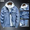 Herrenjacken 2024 Baumwoll -Denimjacke Männer lässige Feste Farbe Revers Single Breaced Jeans Herbst Schlanke Fit -Qualität Herren