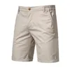 Men Shorts Summer Algodón de algodón Medio Masco Mas de negocios Men Shorts Impreso Playa Stretch Chino Classic Fit Short Homme 240506