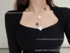 High grade Designer necklace vancleff for women High Edition Pure Silver V Gold Size 6 Flower Collar Chain Jewelry