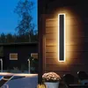 Set von 2 AIPSun Black LED Outdoor Wandleuchten - moderne Veranda -Wandleuchter mit langem linearem Design für Garage und Vorgartenbeleuchtung
