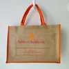 Einkaufstaschen 50pcs/Los gut verknüpfter tragbarer Sackleinen Jute-Einkaufstasche Personalisierte Öko-Wiederverwendbare Frauenhandtasche Strand für Mädchen