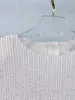 Женские полосы женские стразы Райнстоны украшают рубашку с длинным рукавом назад на молнии на молнии с плиссированной поперечной талией.