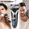 Barbeadores elétricos barbeador elétrico recarregável seco para homens barba facial barbear barbear barbear sistema de 3 lâminas Máquina de barbear lavável Y240503