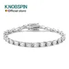 Knobspin 3x5mm Emerald Zircon Tennis Armband S925 Sterling Silver Plated 18K White Gold With Gra Fine For Women Man 240423