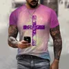 Herren T-Shirts Vintage T-Shirt Christian Jesus 3D Gedrucktes gelegentliches kurzes Slve übergroß
