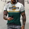 RTS NIEUWE MENS SOMMER 3D MARTINI Gedrukte korte mouwen Dress Casual Street Clothing Fashion Letter Gedrukte vintage T-shirts en tops J240506