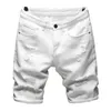 Shorts maschile nuovi pantaloncini bianchi in jeans buchi strappati da uomo intrecciati classici e semplici cortometraggi in forma slim cottini maschili ad alta qualitàl2405