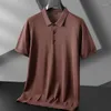 Polos masculins plus taille 7xl Polo en tricot en tricot de luxe Couleur solide à manches courtes et à manches