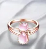 Anello di gatto a colori per oro rosa simpatico per donne ragazze gomi di gambo in pietra in cristallo rosa doni di gioielli regolabili ad anillos4811102