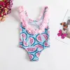 Stroje kąpielowe dziewczęta kąpielowe kostium kąpielowy One Piece Swimsuit 15t dziewczyna bez rękawów noszenie tęczową syrenę kąpielową dla dzieci letnie kostiury kąpielowe