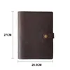 Echt lederen ringen Notebook A5B5 Planner met messing Binder Spiral Sketchbook Snap Button Persoonlijk Diary Stationery 240428