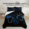 Одеяло 3pcs Queen Bedding Blue Grip, Gamer Set, набор одежды для видеоигр (одеяло и покрывало, не лист)