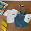 Summer Baby Clothing Set Girls Clothes Spädbarn Tee och denim Övergripande kostym Småbarn Boys Outfit 240426